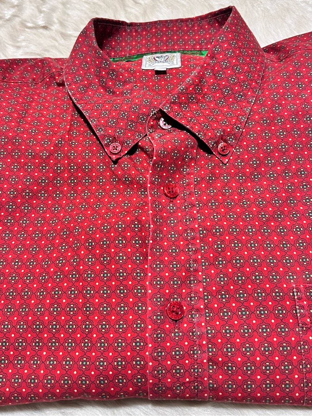 Cinch Men's Red Geometric Print Button-Down Shirt XL
